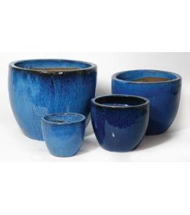 Blaue glasierte Pflanzkübel aus hochwertiger Keramik